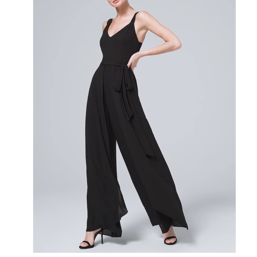 NWT ASTR the Label Long Line Black Wide Leg Jumpsuit Open Low Back Maxi